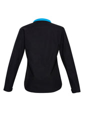 Biz Collection J307L Geneva Womens Jacket in Black/Cyan - back view