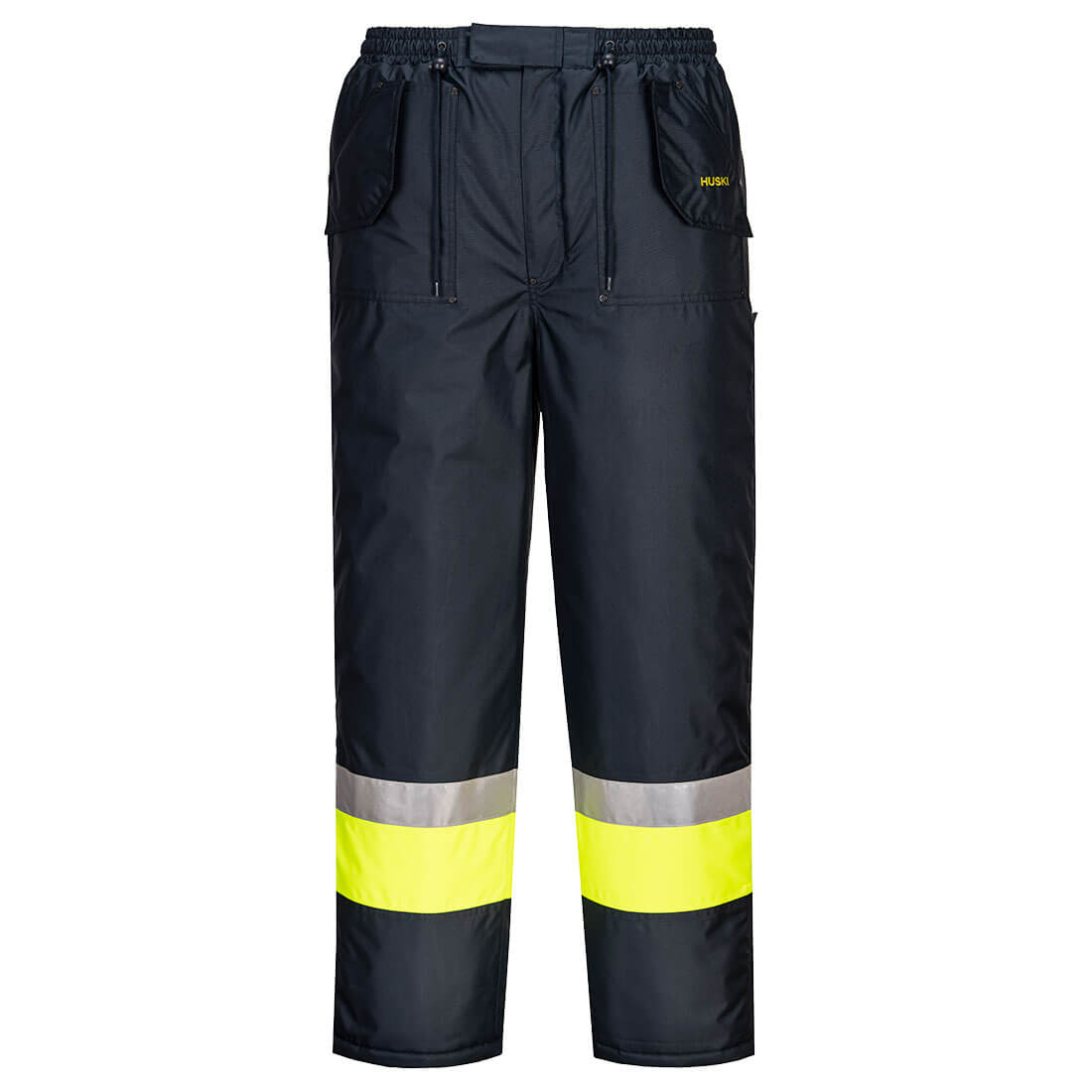 Portwest K8047 Huski Hi-Vis Contrast Freezer Pants in Yellow/Navy