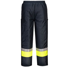 Portwest K8047 Huski Hi-Vis Contrast Freezer Pants in Yellow/Navy - back view