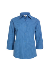 Biz Collection LB8200 Micro Womens Check 3/4 Sleeve Shirt in Mid Blue