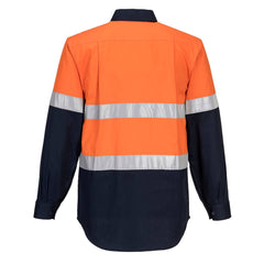 Portwest MA101 Hobart Hi-Vis Contrast Shirt L/S in Orange/Navy - back view