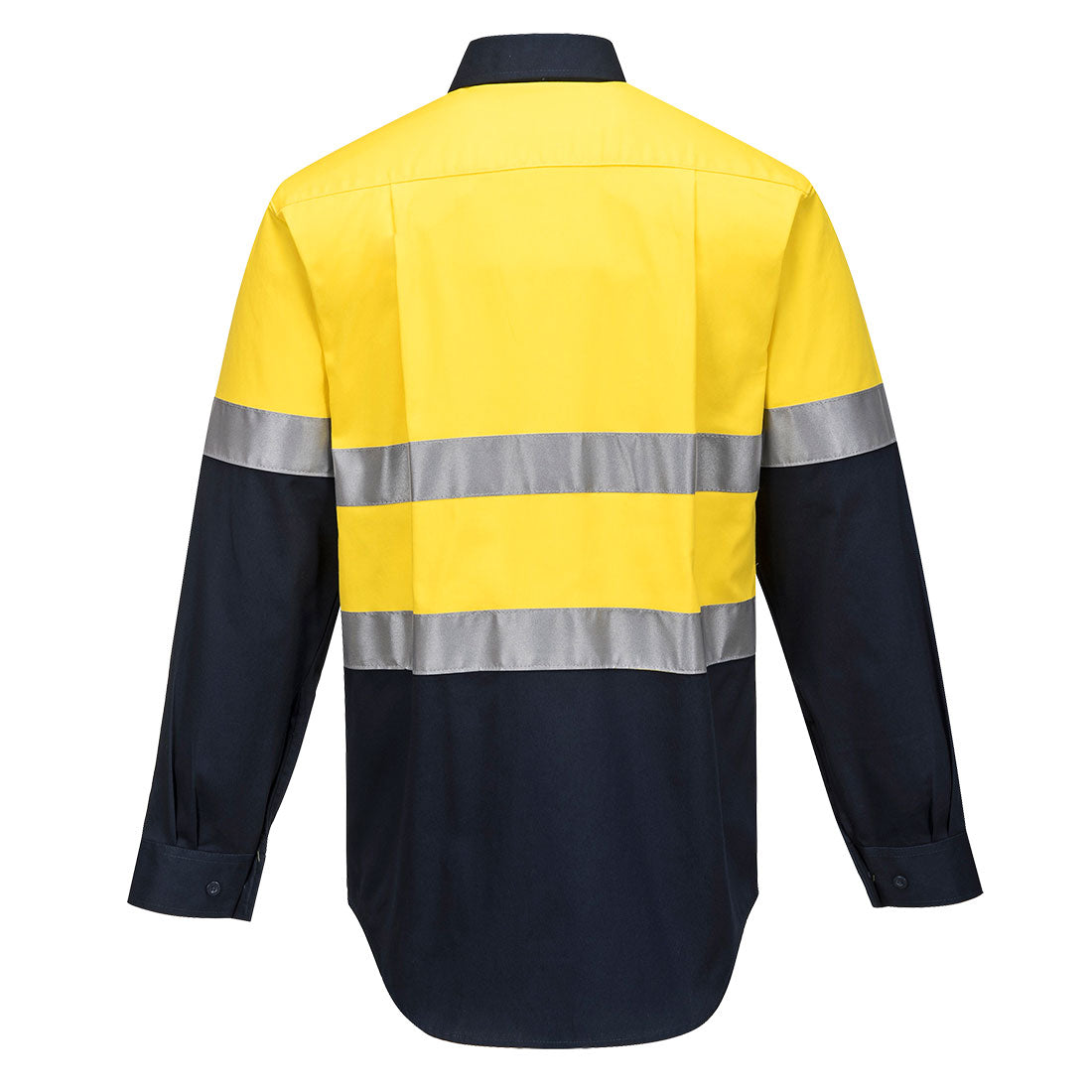 Portwest MA101 Hobart Hi-Vis Contrast Shirt L/S in Yellow/Navy - back view