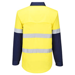 Portwest MA803 Industrial Hi-Vis Lightweight Contrast Shirt L/S in Yellow/Navy - back view