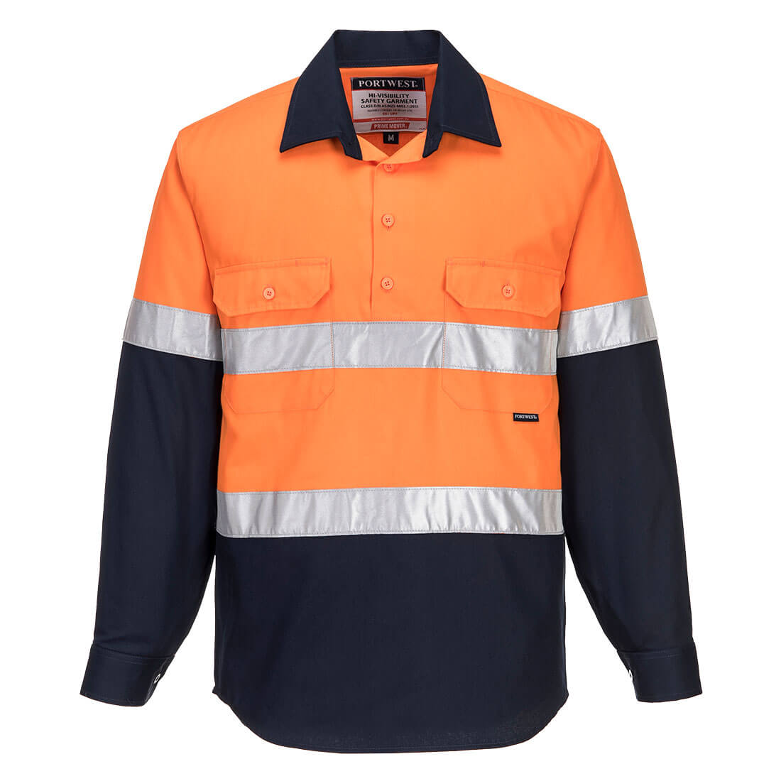 Hobart Hi-Vis Contrast 1/2 Button Shirt L/S - MC101 - Portwest-0