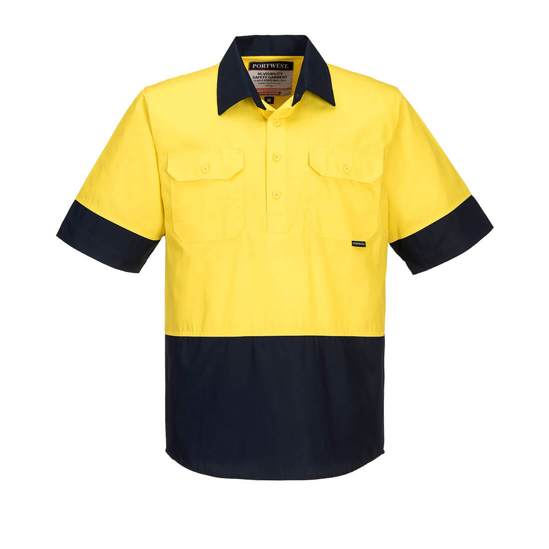 Canberra Hi-Vis Lightweight Contrast 1/2 Button Class D Shirt S/S - MC802 - Portwest-1