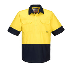 Canberra Hi-Vis Lightweight Contrast 1/2 Button Class D Shirt S/S - MC802 - Portwest-1
