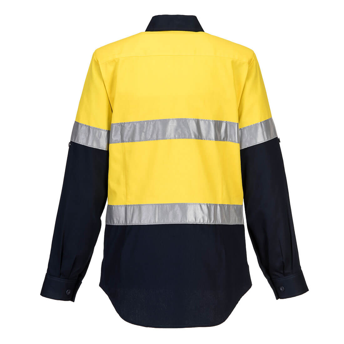 Portwest ML108 Hi-Vis Women's Contrast Shirt L/S in Yellow/Navy - back view