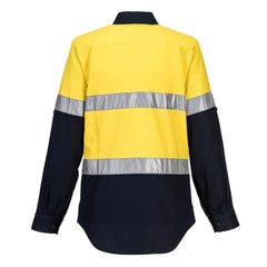 Portwest ML108 Hi-Vis Women's Contrast Shirt L/S in Yellow/Navy - back view