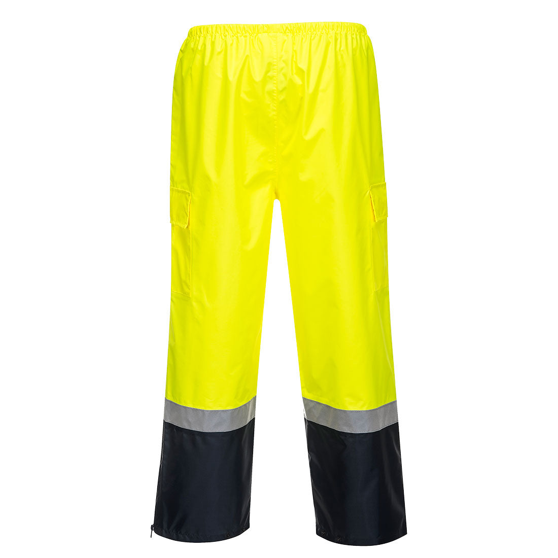 Portwest MP200 Hi-Vis Contrast Rain Pants in Yellow/Navy - back view