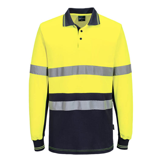 Hi-Vis Class D/N Cotton Comfort Contrast Polo Shirt L/S - MP413 - Portwest-1