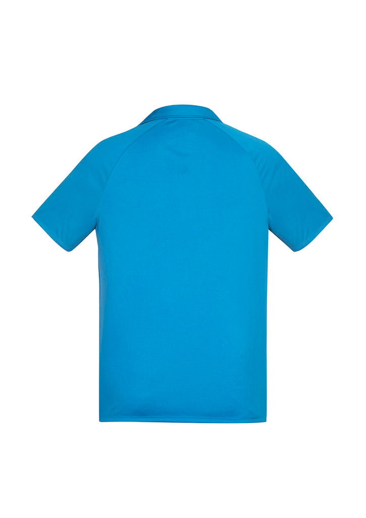 Biz Collection P012MS Academy Mens Short Sleeve Polo in Cyan/Navy - back view
