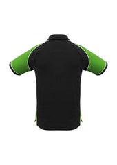Biz Collection P10112 Nitro Mens Short Sleeve Polo in Black/Green/White - back view