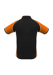 Biz Collection P10112 Nitro Mens Short Sleeve Polo in Black/Orange/White - back view