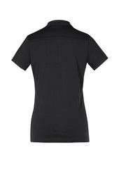 Biz Collection P106LS Aston Womens Short Sleeve Polo in Black/Silver Grey - back view