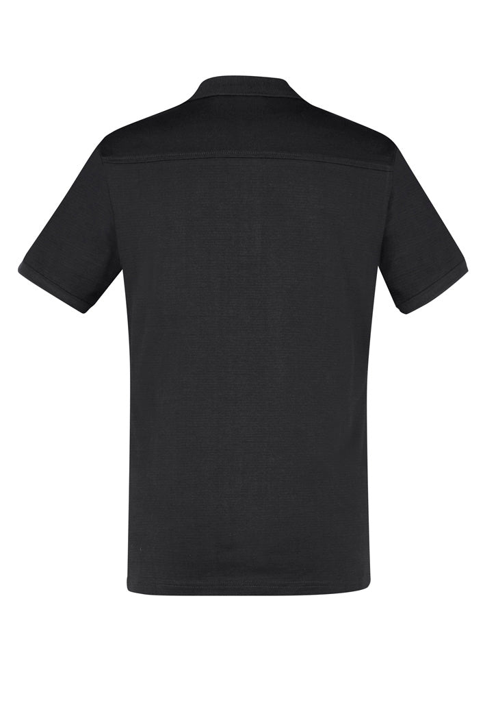 Biz Collection P106MS Aston Mens Short Sleeve Polo in Black/Silver Grey - back view