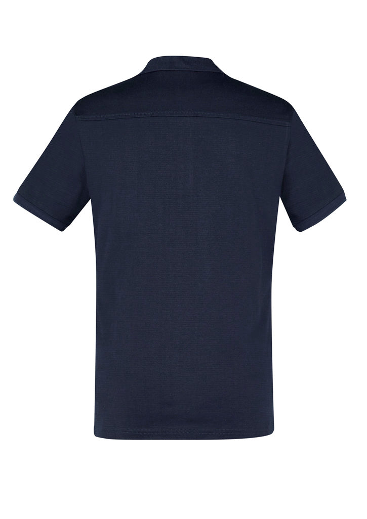 Biz Collection P106MS Aston Mens Short Sleeve Polo in Navy/Silver Grey - back view