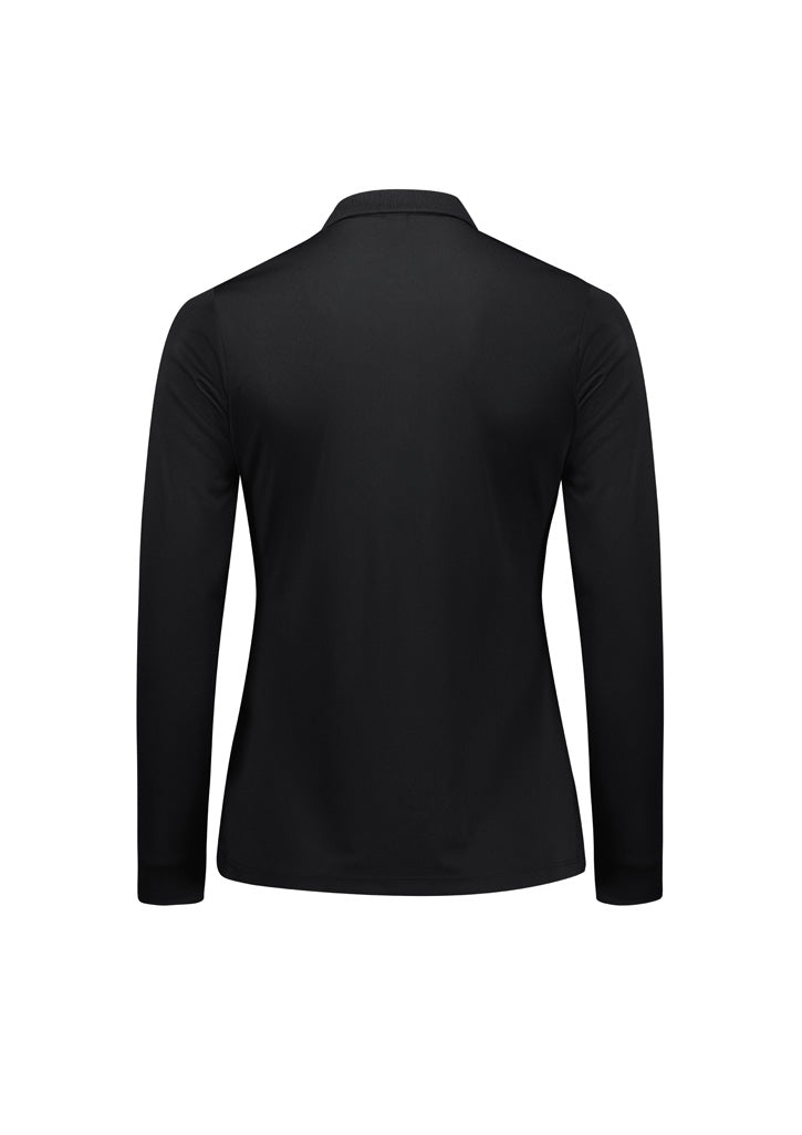 Biz Collection P206LL Action Womens Long Sleeve Polo in Black - back view