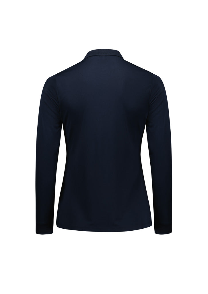 Biz Collection P206LL Action Womens Long Sleeve Polo in Navy - back view