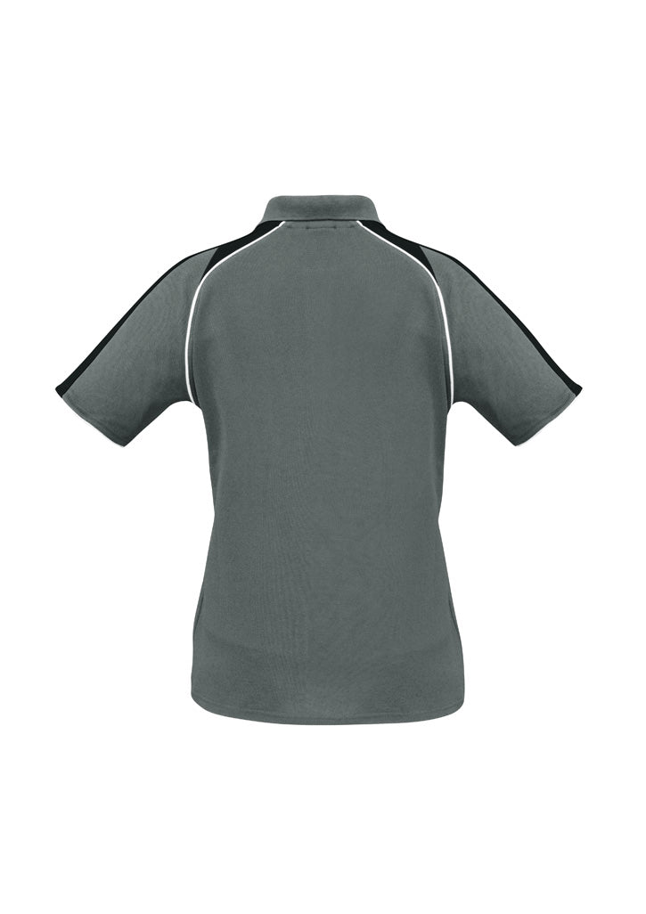 Biz Collection P225LS Triton Womens Short Sleeve Polo in Ash/Black/White - back view