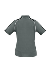 Biz Collection P225LS Triton Womens Short Sleeve Polo in Ash/Black/White - back view