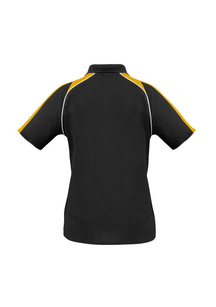 Biz Collection P225LS Triton Womens Short Sleeve Polo in Black/Gold/White - back view