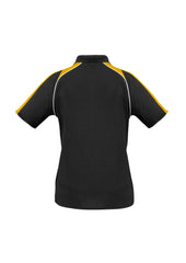 Biz Collection P225LS Triton Womens Short Sleeve Polo in Black/Gold/White - back view