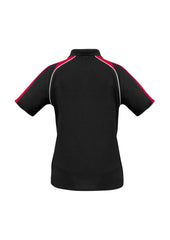 Biz Collection P225LS Triton Womens Short Sleeve Polo in Black/Red/White - back view