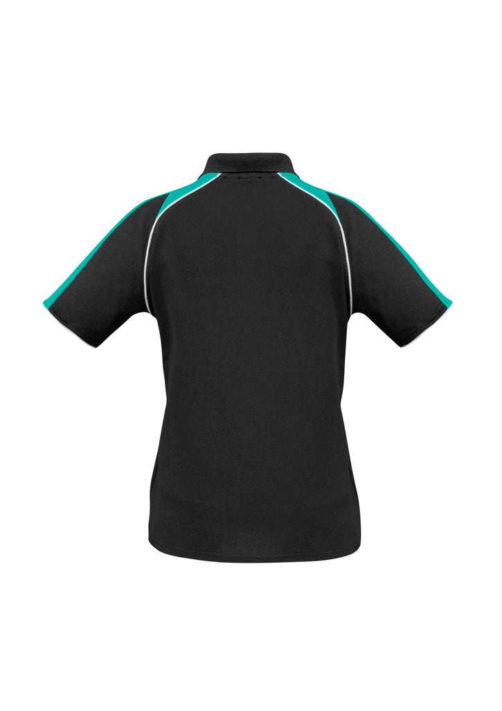 Biz Collection P225LS Triton Womens Short Sleeve Polo in Black/Teal/White - back view