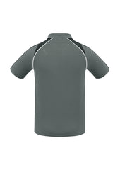 Biz Collection P225MS Triton Mens Short Sleeve Polo in Ash/Black/White - back view