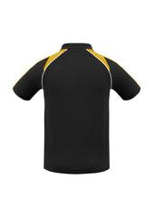Biz Collection P225MS Triton Mens Short Sleeve Polo in Black/Gold/White - back view