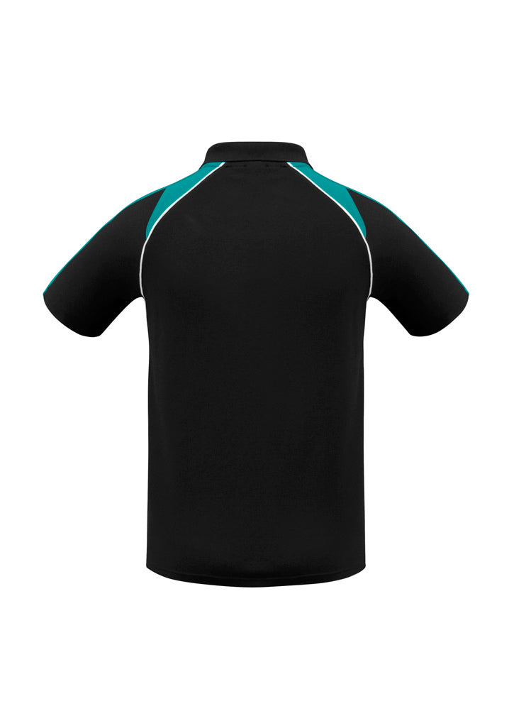 Biz Collection P225MS Triton Mens Short Sleeve Polo in Black/Teal/White - back view