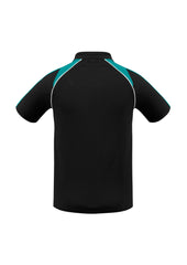 Biz Collection P225MS Triton Mens Short Sleeve Polo in Black/Teal/White - back view