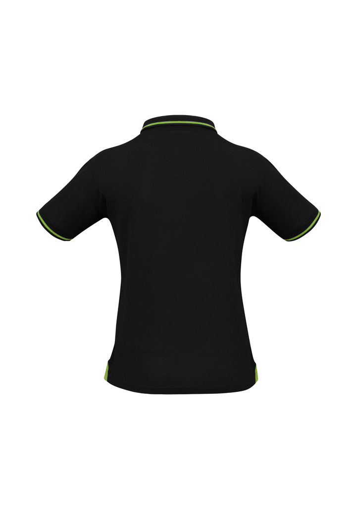 Biz Collection P226LS Jet Womens Short Sleeve Polo in Black/Bright Green - back view