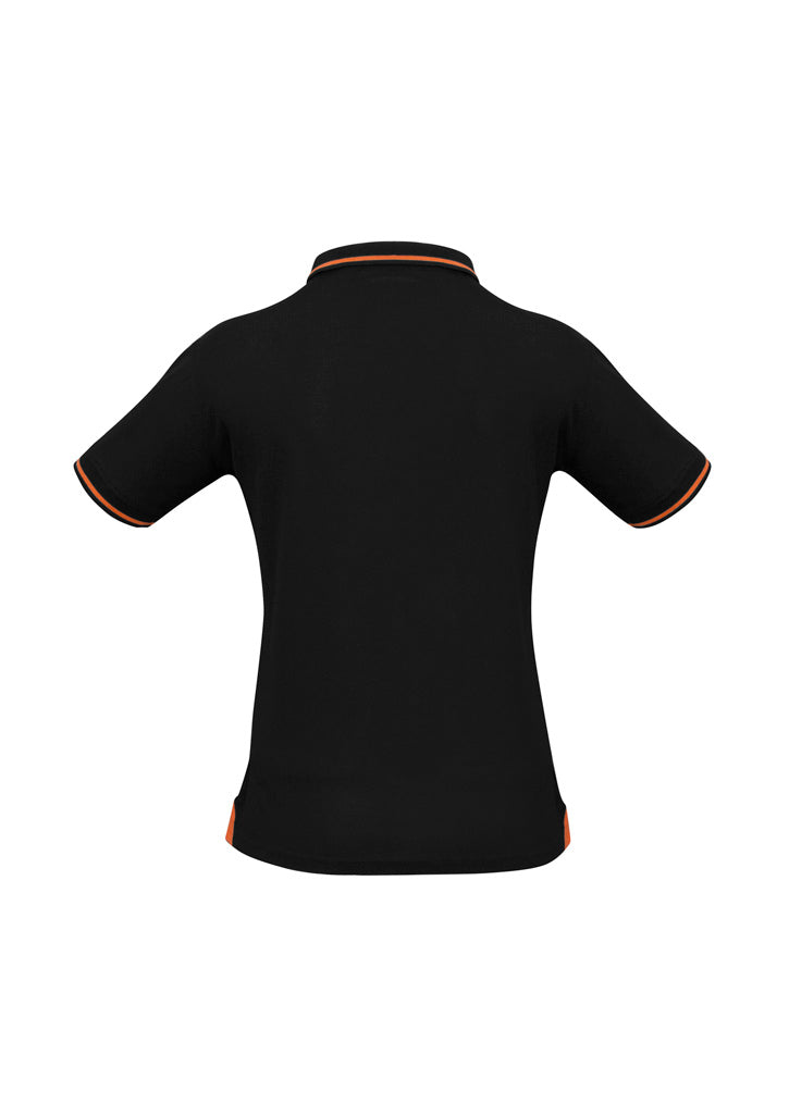 Biz Collection P226LS Jet Womens Short Sleeve Polo in Black/Orange - back view