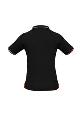 Biz Collection P226LS Jet Womens Short Sleeve Polo in Black/Orange - back view