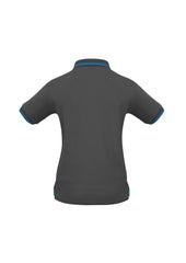 Biz Collection P226LS Jet Womens Short Sleeve Polo in Steel Grey/Cyan - back view