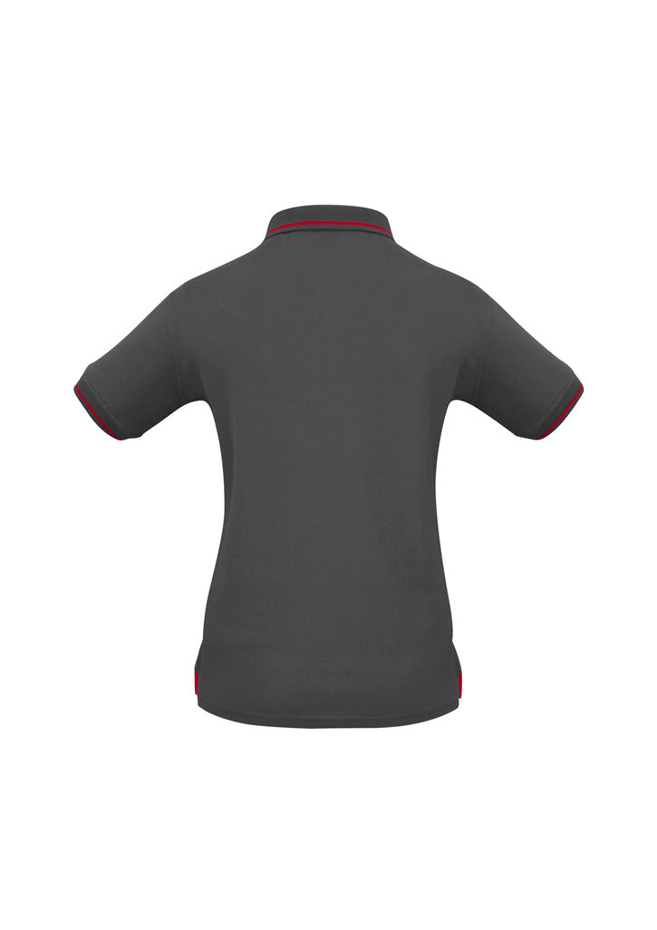 Biz Collection P226LS Jet Womens Short Sleeve Polo in Steel Grey/Red - back view