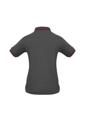 Biz Collection P226LS Jet Womens Short Sleeve Polo in Steel Grey/Red - back view