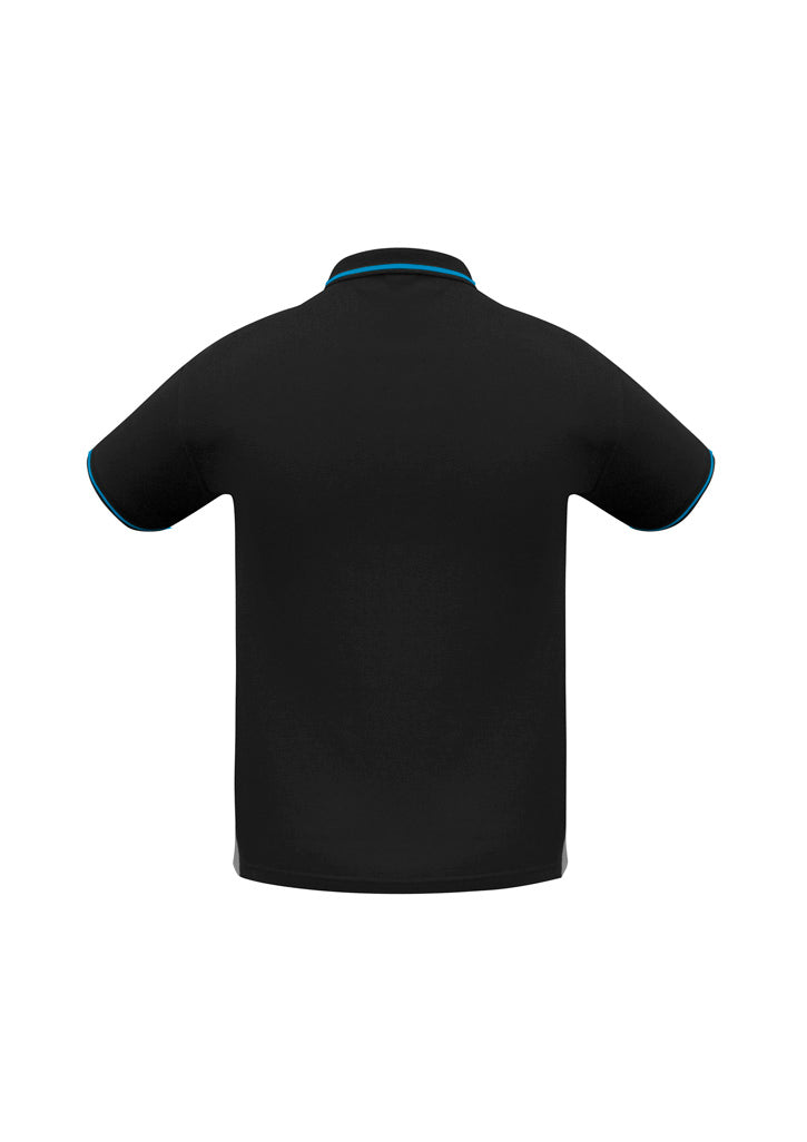 Biz Collection P226MS Jet Mens Short Sleeve Polo in Black/Cyan - back view