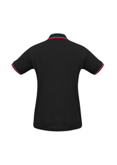 Biz Collection P227LS Cambridge Womens Short Sleeve Polo in Black/Red/White - back view