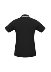 Biz Collection P227LS Cambridge Womens Short Sleeve Polo in Black/White/White - back view