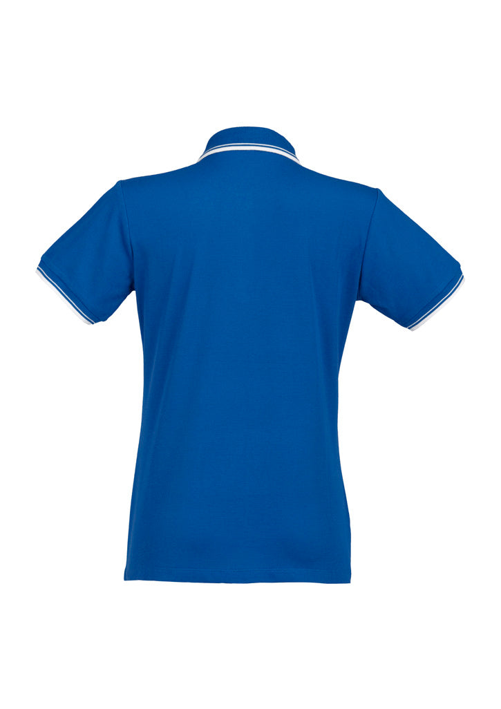 Biz Collection P227LS Cambridge Womens Short Sleeve Polo in Royal/White/White - back view