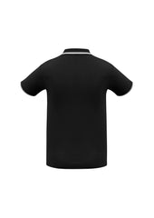 Biz Collection P227MS Cambridge Mens Short Sleeve Polo in Black/White/White - back view