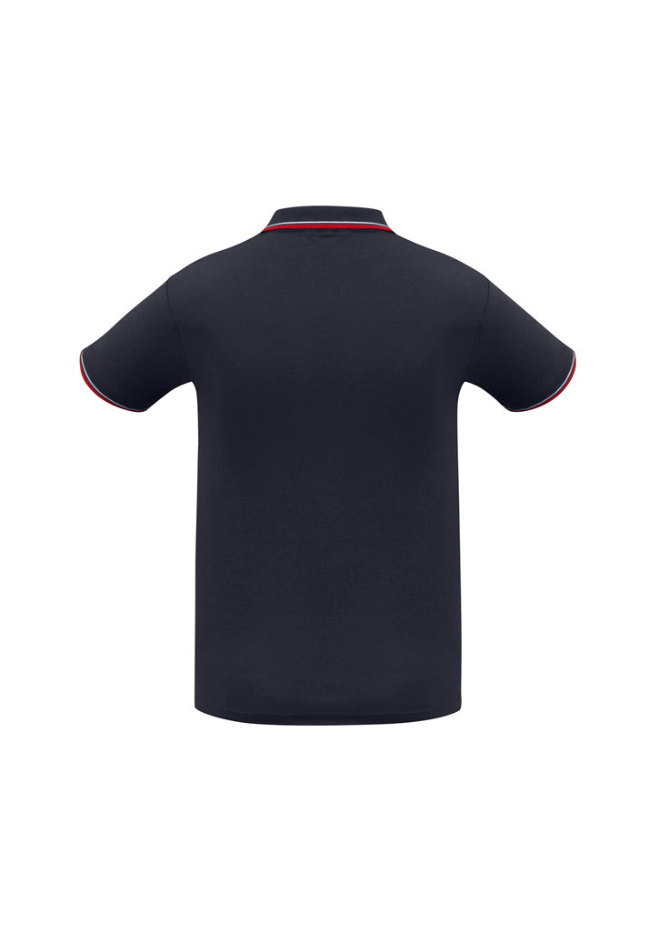 Biz Collection P227MS Cambridge Mens Short Sleeve Polo in Navy/Red/White - back view