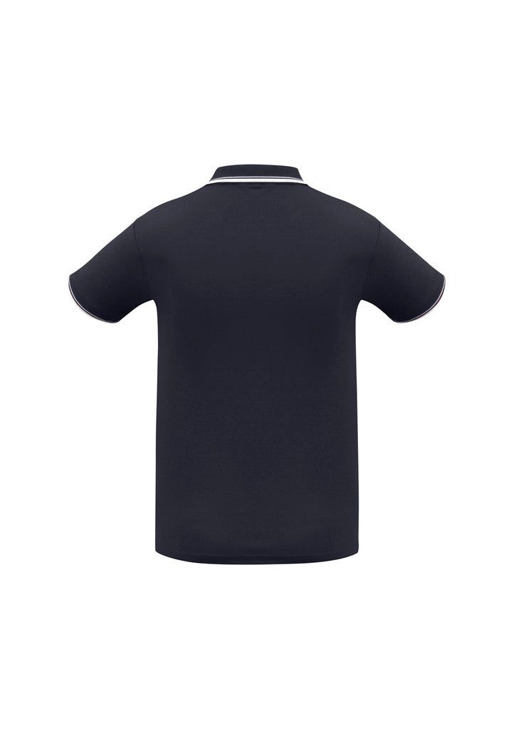 Biz Collection P227MS Cambridge Mens Short Sleeve Polo in Navy/White/White - back view