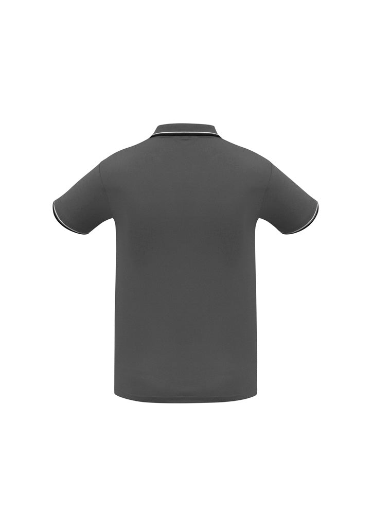 Biz Collection P227MS Cambridge Mens Short Sleeve Polo in Steel Grey/Black/White - back view
