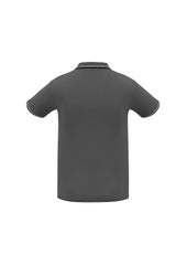 Biz Collection P227MS Cambridge Mens Short Sleeve Polo in Steel Grey/Black/White - back view