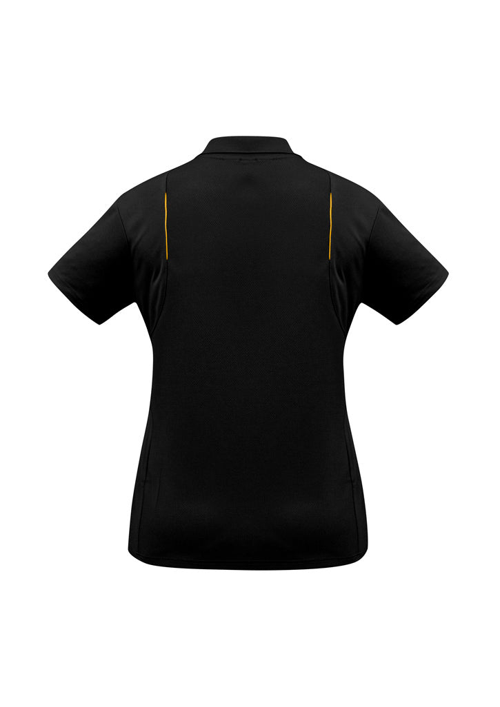 Biz Collection P244LS United Womens Short Sleeve Polo in Black/Gold - back view
