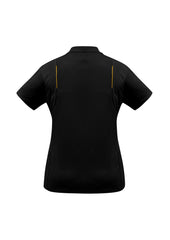Biz Collection P244LS United Womens Short Sleeve Polo in Black/Gold - back view