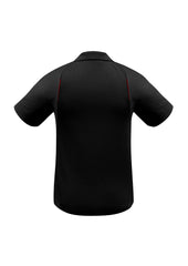 Biz Collection P244MS United Mens Short Sleeve Polo in Black/Red - back view